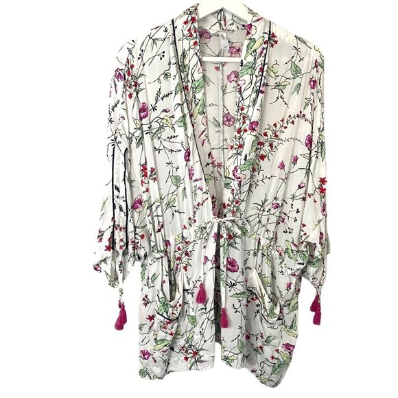 GapBody  Kimono‎ Robe With Pockets & Tassels XS/S Cottagecore Floral - Picture 1 of 10